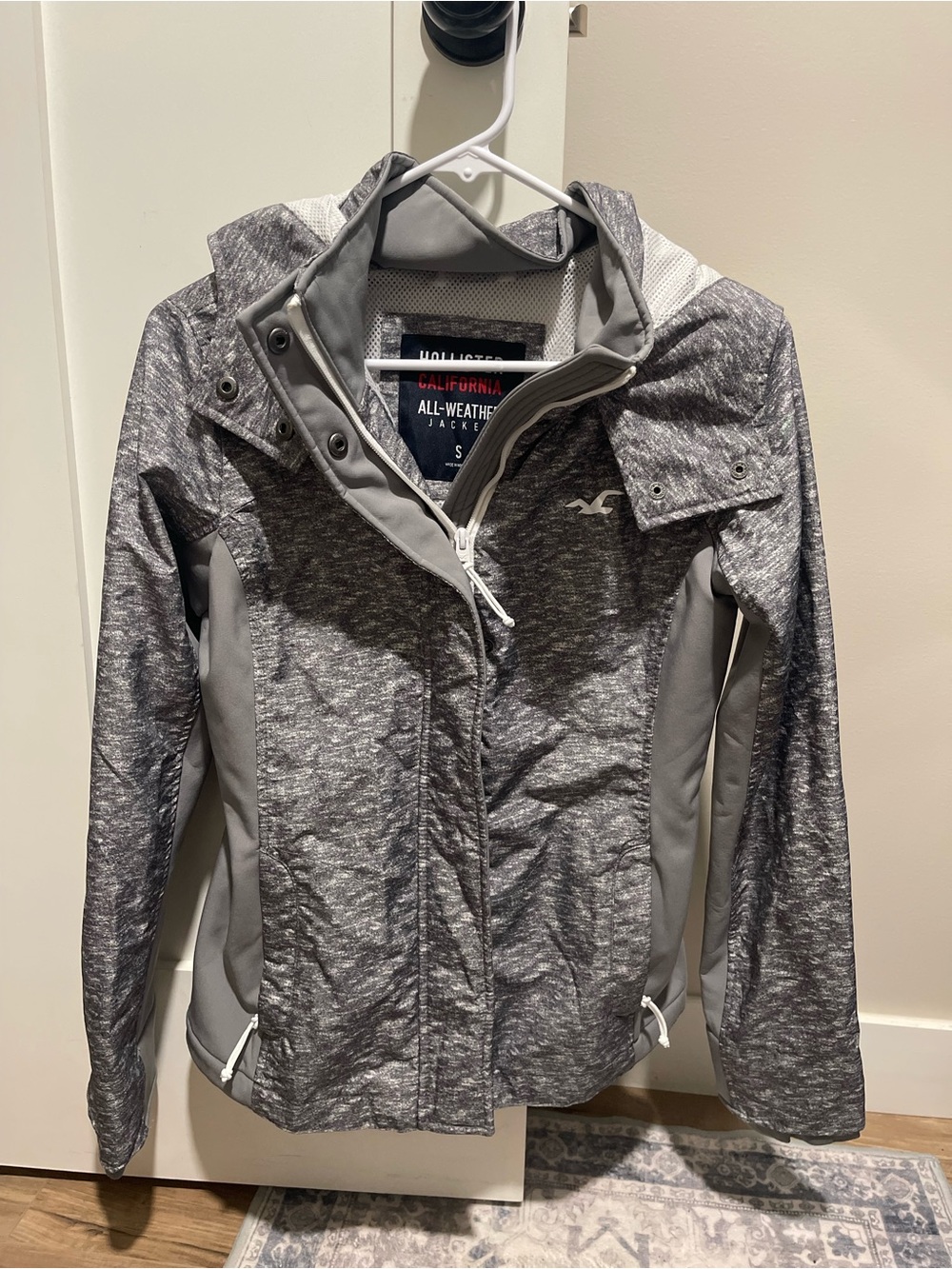 Hollister Women's Heather Gray Hooded All-Weather Jacket